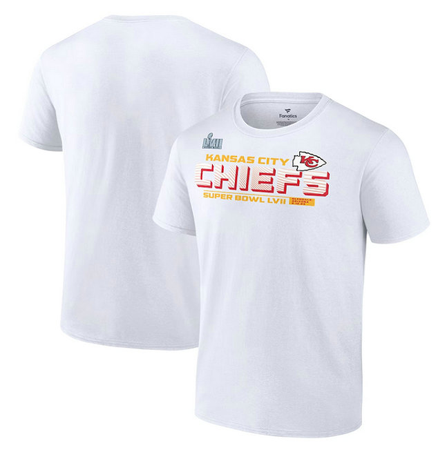 Men's Kansas City Chiefs White Super Bowl LVII Vivid Striations T-Shirt