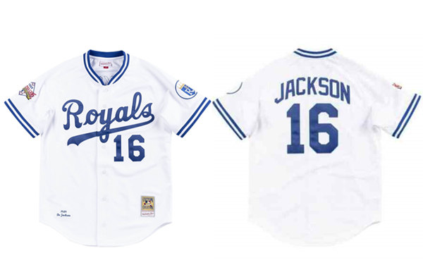 Men's Kansas City Royals #16 Bo Jackson 1989 White Stitched Jersey