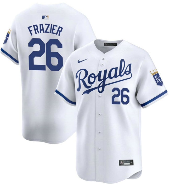 Men's Kansas City Royals #26 Adam Frazier White 2024 Home Limited Cool Base Stitched Baseball Jersey