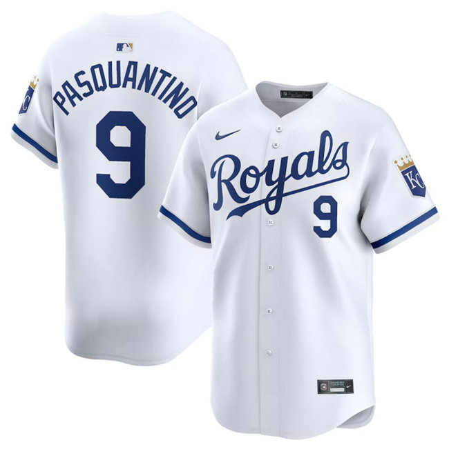 Men's Kansas City Royals #9 Vinnie Pasquantino White 2024 Home Limited Stitched Baseball Jersey
