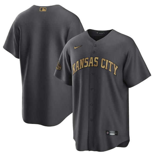 Men's Kansas City Royals Blank 2022 All-Star Charcoal Cool Base Stitched Baseball Jersey