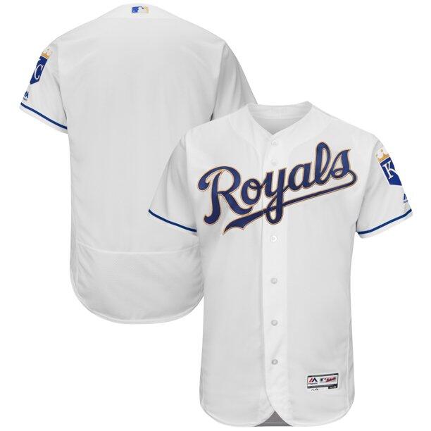 Men's Kansas City Royals Blank White Gold Flex Base Stitched Jersey