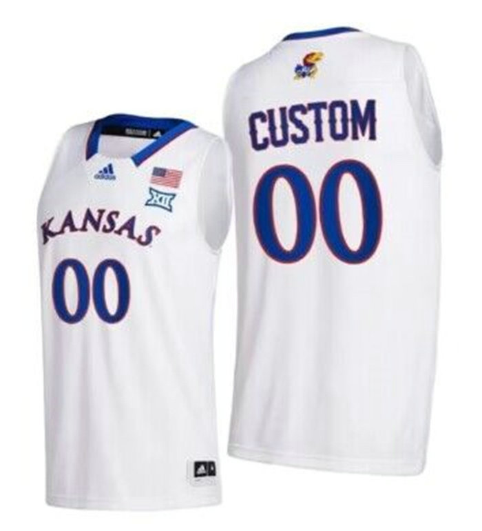 Men's Kansas Jayhawks Custom White Stitched Basketball JerseyS