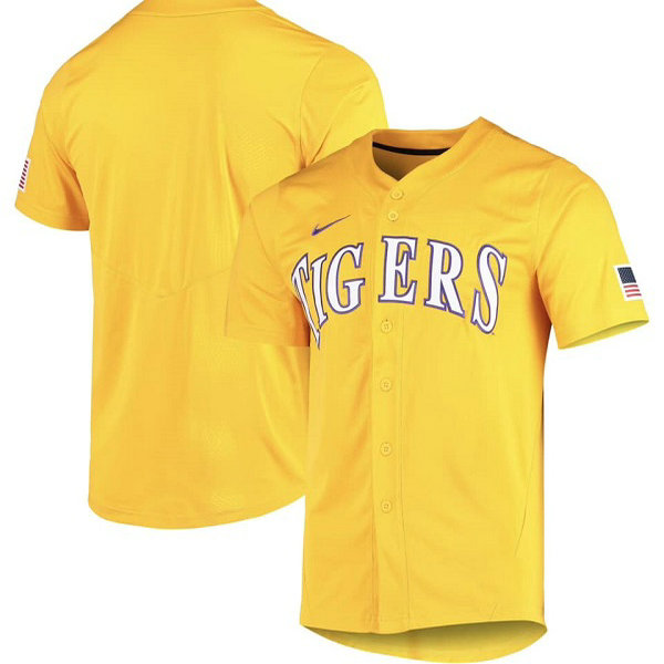 Men's LSU Tigers ACTIVE PLAYER Custom Gold Vapor Untouchable Stitched Baseball Jersey