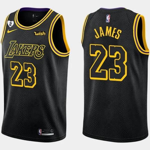 Men's Lakers #23 Lebron James Black Mamba Love Gianna Jersey