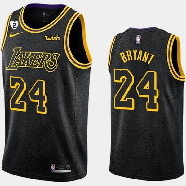 Men's Lakers #24 Kobe Bryant Black Mamba Love Gianna Jersey