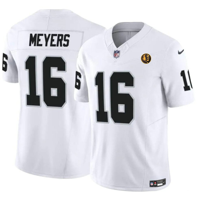 Men's Las Vegas Raiders #16 Jakobi Meyers White 2023 F.U.S.E. With John Madden Patch Vapor Limited Stitched Football Jersey