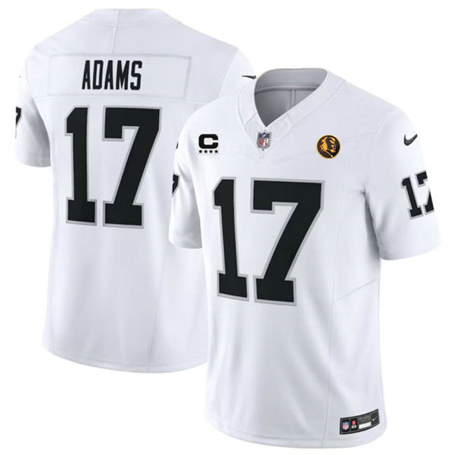 Men's Las Vegas Raiders #17 Davante Adams White 2023 F.U.S.E. With 4-Star C Patch And John Madden Patch Vapor Limited Stitched Football Jersey