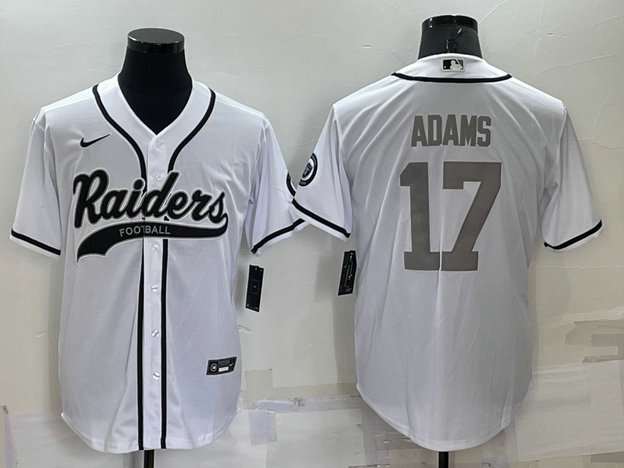 Men's Las Vegas Raiders #17 Davante Adams White Grey Cool Base Stitched Baseball Jersey