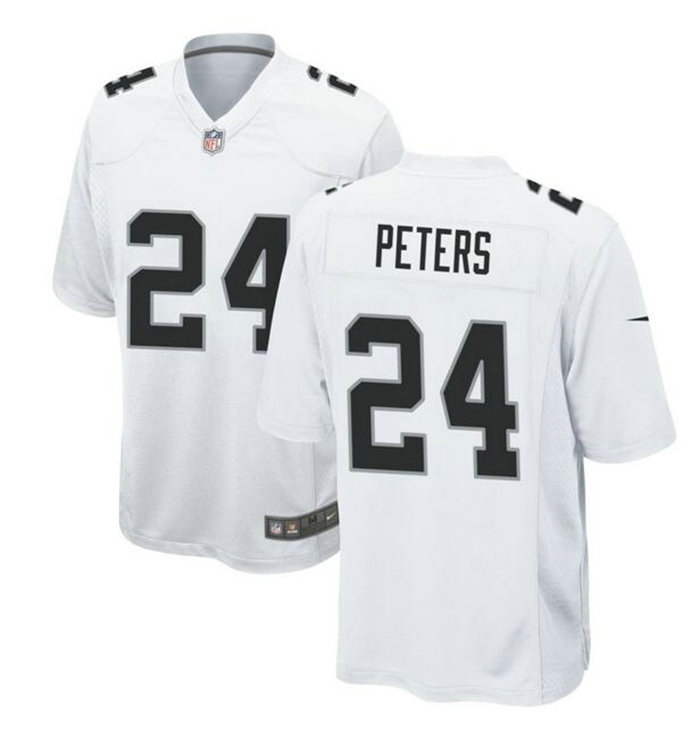 Men's Las Vegas Raiders #24 Marcus Peters White Stitched Football Game Jersey
