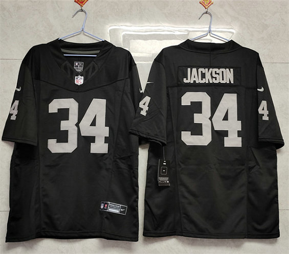 Men's Las Vegas Raiders #34 Bo Jackson Black 2023 F.U.S.E Vapor Untouchable Stitched Football Jersey