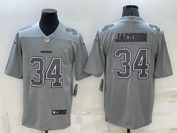 Men's Las Vegas Raiders #34 Bo Jackson Grey Atmosphere Fashion Stitched Jersey