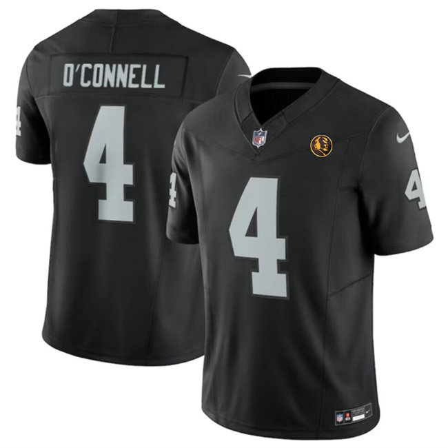 Men's Las Vegas Raiders #4 Aidan O'Connell Black 2023 F.U.S.E. With John Madden Patch Vapor Limited Stitched Football Jersey