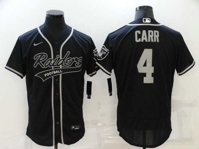 Men's Las Vegas Raiders #4 Derek Carr Black Flex Base Stitched Jersey