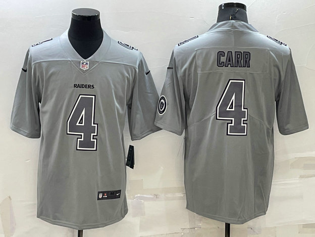 Men's Las Vegas Raiders #4 Derek Carr Grey Atmosphere Fashion Stitched Jersey
