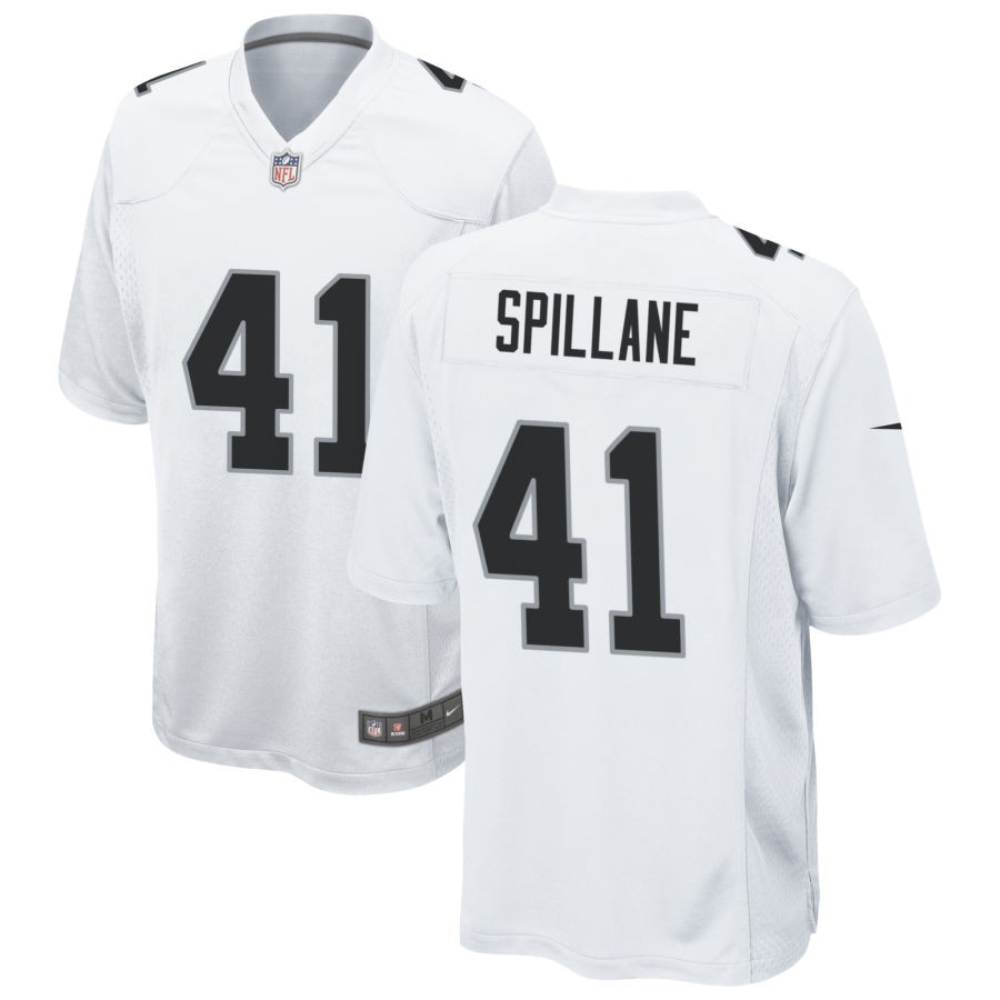 Men's Las Vegas Raiders #41 Robert Spillane White 2023 Draft Vapor Limited Stitched Football Jersey