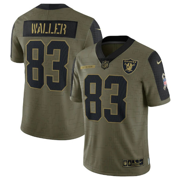 Men's Las Vegas Raiders #83 Darren Waller 2021 Olive Salute To Service Limited Stitched Jersey