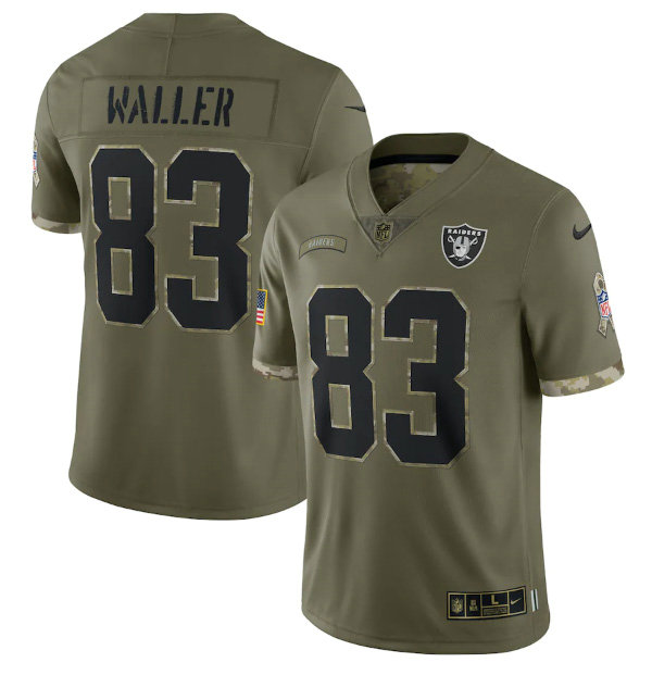 Men's Las Vegas Raiders #83 Darren Waller Olive 2022 Salute To Service Limited Stitched Jersey