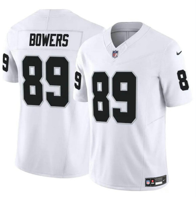 Men's Las Vegas Raiders #89 Brock Bowers White 2024 Draft F.U.S.E Vapor Stitched Football Jersey