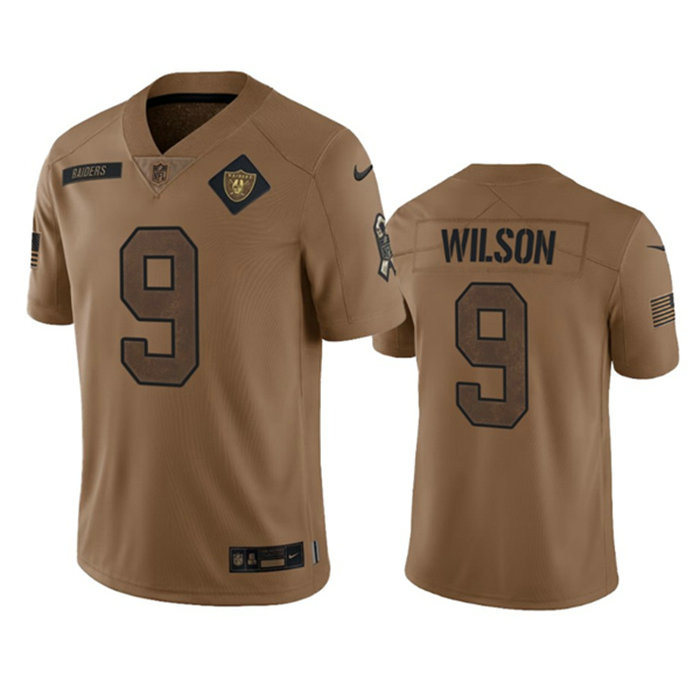 Men's Las Vegas Raiders #9 Tyree Wilson 2023 Brown Salute To Service Limited Stitched Football Jersey