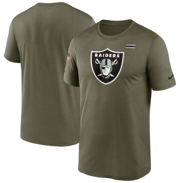 Men's Las Vegas Raiders 2021 Olive Salute To Service Legend Performance T-Shirt