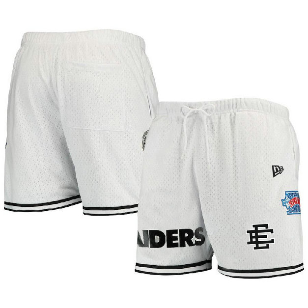 Men's Las Vegas Raiders Pro White Black Shorts 001