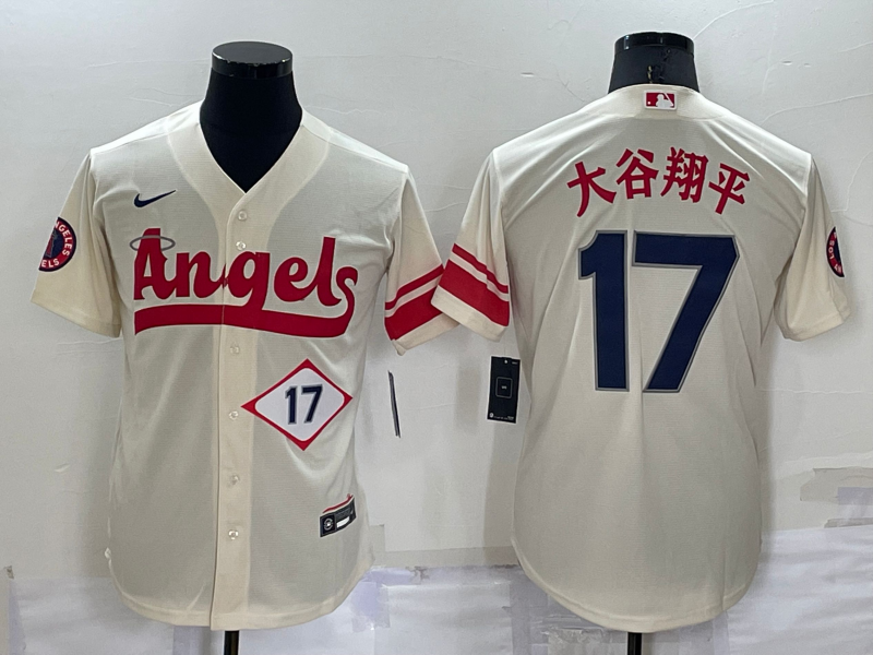 Men's Los Angeles Angels #17 大谷翔平 2022 Cream City Connect Cool Base Stitched JerseyS