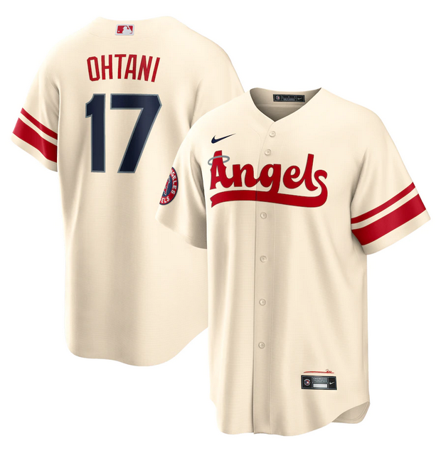 Men's Los Angeles Angels #17 Shohei Ohtani 2022 Cream City Connect Cool Base Stitched Jersey