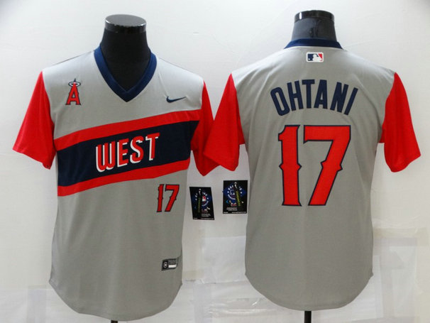 Men's Los Angeles Angels #17 Shohei Ohtani Grey 2021 Little League Classic Stitched Nike Jersey