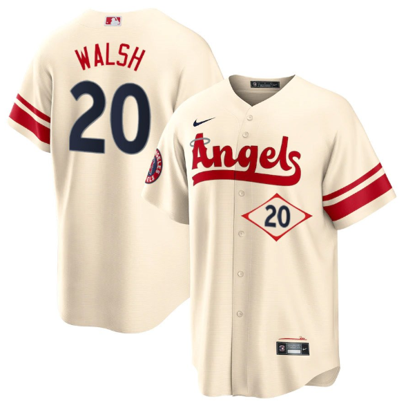 Men's Los Angeles Angels #20 Jared Walsh 2022 Cream City Connect Cool Base Stitched Jerseys