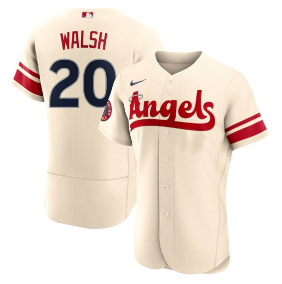 Men's Los Angeles Angels #20 Jared Walsh 2022 Cream City Connect Flex Base Stitched Jerseys