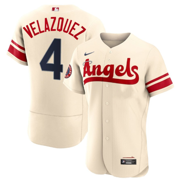 Men's Los Angeles Angels #4 Andrew Velazquez 2022 Cream City Connect Flex Base Stitched Jerseys