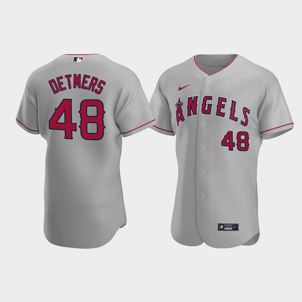 Men's Los Angeles Angels #48 Reid Detmers Grey Flex Base Stitched Jersey