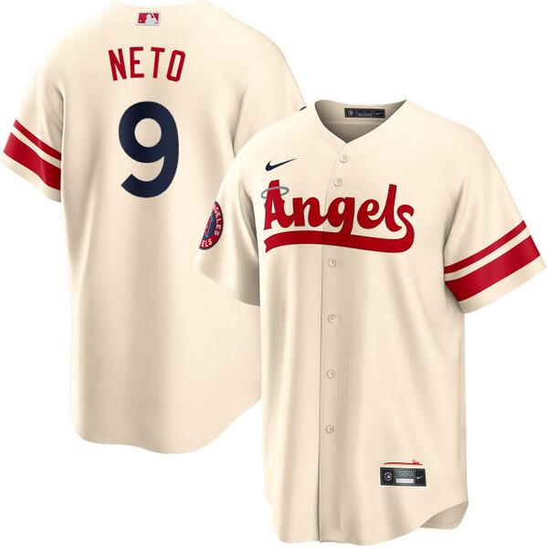 Men's Los Angeles Angels #9 Zach Neto Cream City Connect Cool Base Stitched Jersey