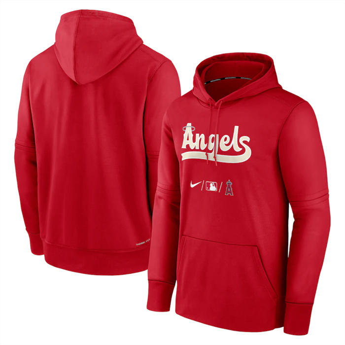 Men's Los Angeles Angels Red 2022 City Connect Therma Performance Pullover Hoodie