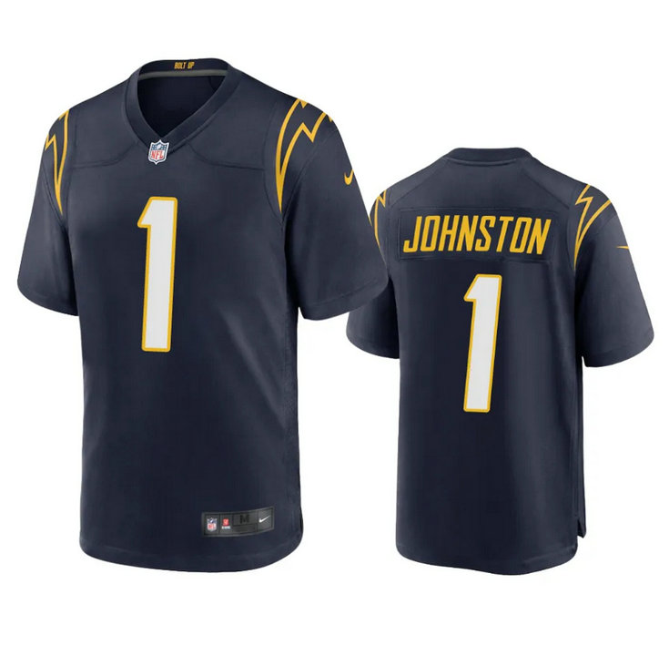 Men's Los Angeles Chargers #1 Quentin Johnston Navy Stitched Game Jersey