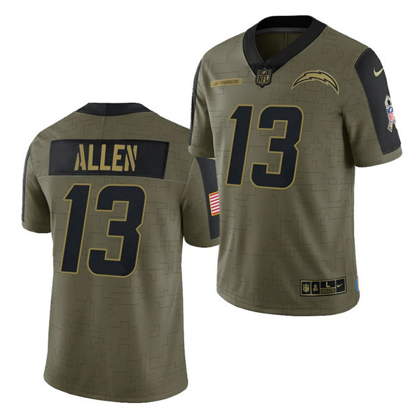 Men's Los Angeles Chargers #13 Keenan Allen 2021 Olive Salute To Service Limited Stitched Jersey