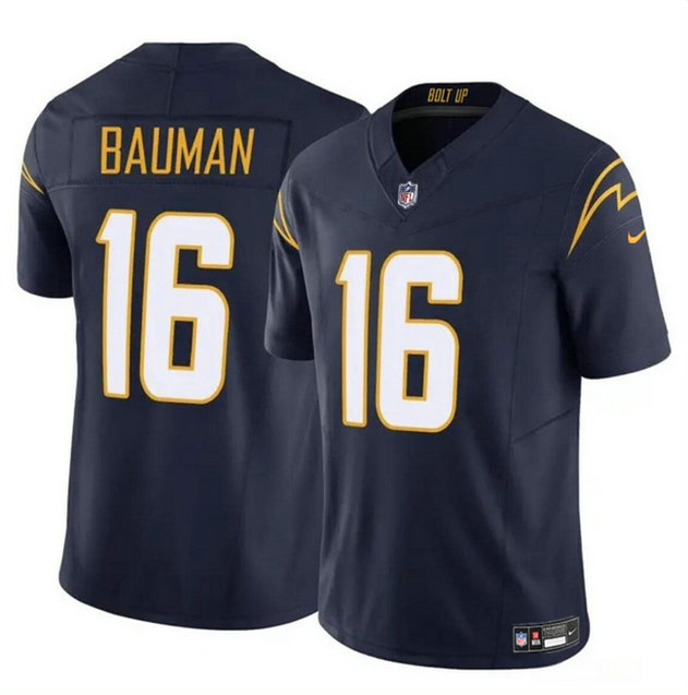 Men's Los Angeles Chargers #16 Casey Bauman Navy 2024 F.U.S.E Vapor Limited Stitched Football Jersey
