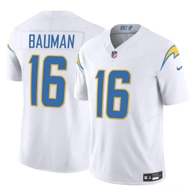 Men's Los Angeles Chargers #16 Casey Bauman White 2024 F.U.S.E Vapor Limited Stitched Football Jersey