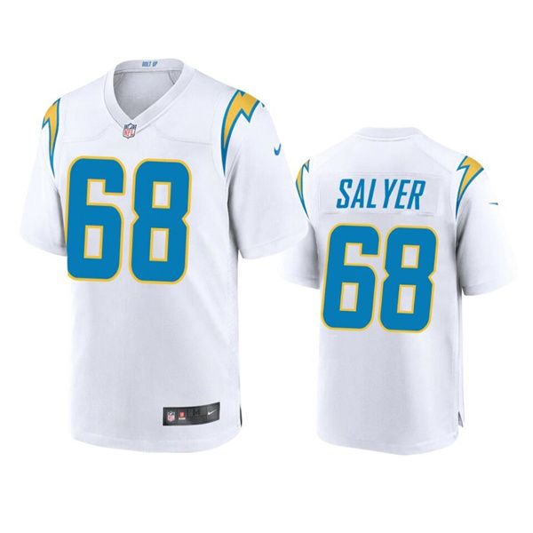 Men's Los Angeles Chargers #68 Jamaree Salyer White Stitched Jersey
