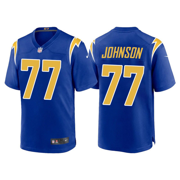 Men's Los Angeles Chargers #77 Zion Johnson Royal Limited Stitched Jersey