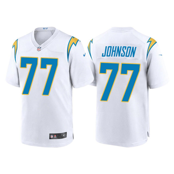 Men's Los Angeles Chargers #77 Zion Johnson White Limited Stitched Jersey