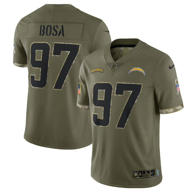 Men's Los Angeles Chargers #97 Joey Bosa Olive 2022 Salute To Service Limited Stitched Jersey