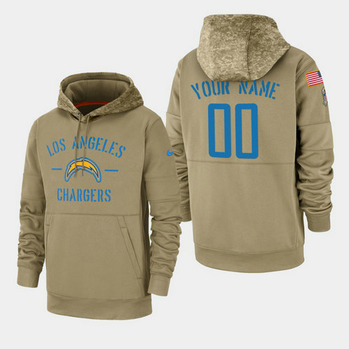 Men's Los Angeles Chargers Custom 2019 Salute to Service Sideline Therma Pullover Hoodie - Tan