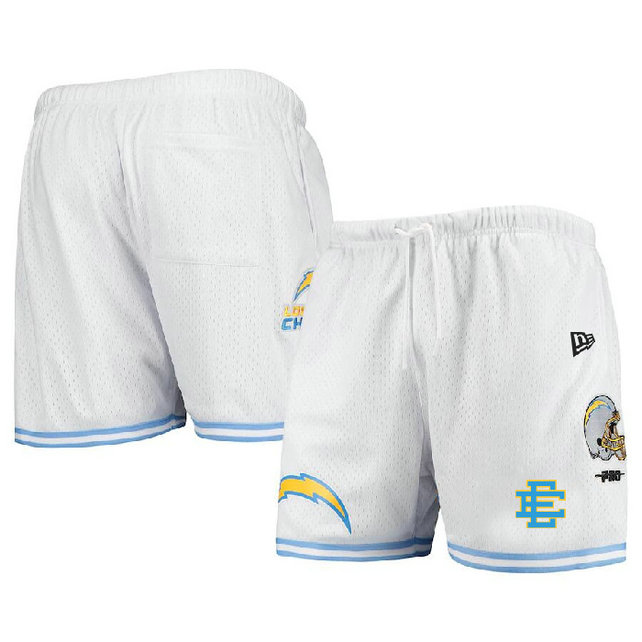 Men's Los Angeles Chargers Pro White Blue Shorts 001