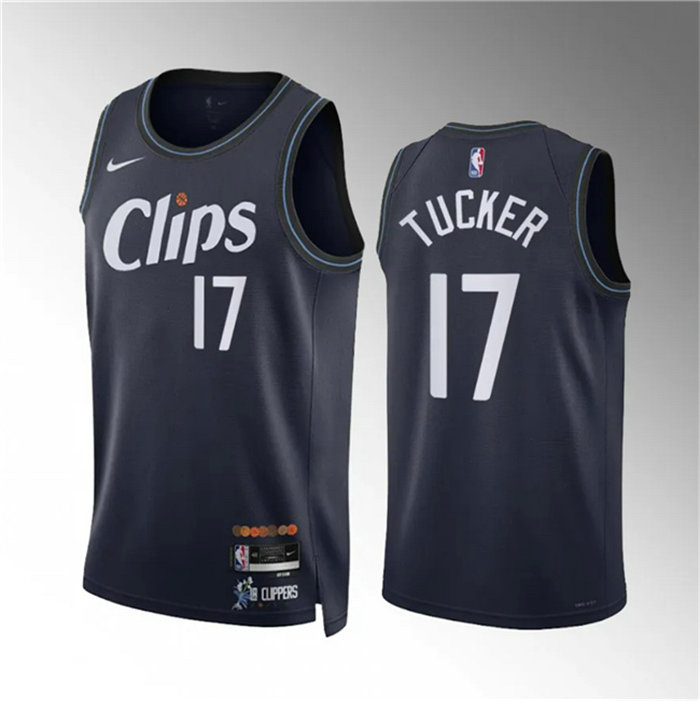 Men's Los Angeles Clippers #17 P.J. Tucker Navy 2023 24 City Edition Stitched Jersey