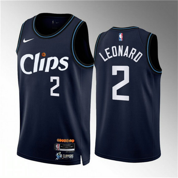 Men's Los Angeles Clippers #2 Kawhi Leonard Navy 2023 24 City Edition Stitched Jersey