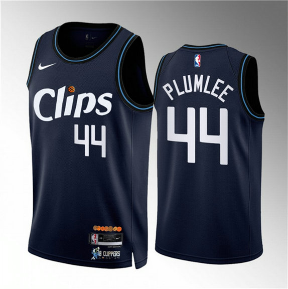 Men's Los Angeles Clippers #44 Mason Plumlee Navy 2023 24 City Edition Stitched Jersey