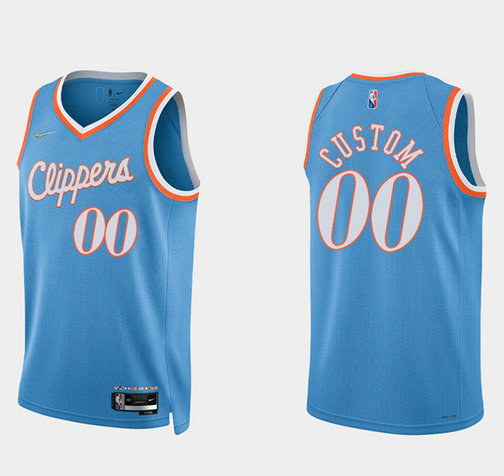 Men's Los Angeles Clippers Active Player Custom 2021 22 Blue 75th Anniversary City Edition Stitched Basketball Jersey