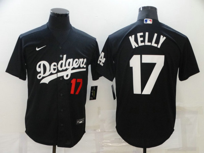Men's Los Angeles Dodgers #17 Joe Kelly Black Cool Base Stitched Baseball Jersey